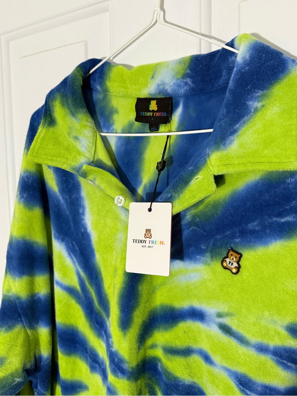 Teddy Fresh Tie-Dye Polo Sweater Towel Fabric